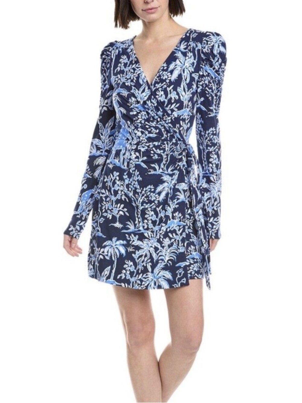 Lilly Pulitzer Jemma Sleeved Romper In Low Tide Navy Tall Tales Shorts Jumpsuit